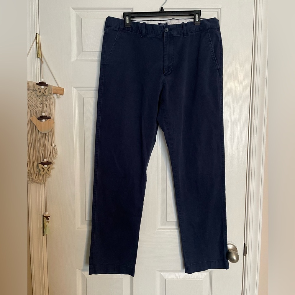 J. Crew Flex Mens Navy Straight-Fit Chinos 35 W and 32 L